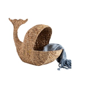 Cesta de Almacenamiento de Jacinto de Agua con Forma de Ballena, Organizador de Juguetes Tejido con Forma de Animal, Contenedor Bonito para Guardería con Temática Marina, Cesto Natural - Product Image 2