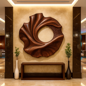 Sculpture murale en bois de style Art déco unique, artisanale, décor d'anniversaire, décoration murale suspendue pour cadeau de pendaison de crémaillère ou utilisation en hôtel - Product Image 2