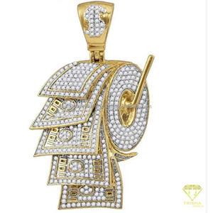 Exclusive Hip Hop Money <b>Stack</b> Pendant with Fully Flooded Lab Grown Diamond Setting and Silver Finish - Product Image 4