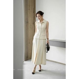 CV9074 Jupe midi droite en satin de couleur unie pour femme, avec poche, fabrication OEM personnalisée - Product Image 4
