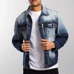 Pure Branded Material Premium Quality Men's Denim Jacket Low Price Quick Dry Front <b>Covered</b> <b>Button</b> Jeans Jacket - Product Image 1