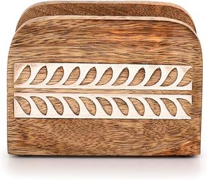 Porte-serviettes en bois de forme rectangulaire, 5,5 pouces de large, 4 pouces de haut, 2,5 pouces de profondeur, décoration de cuisine rustique, table de ferme - Product Image 1