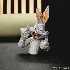 Pendentif Hip Hop tendance avec diamant Moissanite, argent sterling 925 massif plaqué or rose jaune, unisexe - Product Image 3