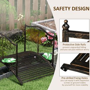 Arco da Giardino in Metallo da 4FT con Decorazioni Intagliate e Ringhiere di Sicurezza, Facile Montaggio, Nero Bronzo - Product Image 5