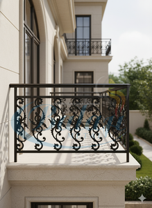 BM-99 Black Diamond Garde-corps de balcon et d'escalier en fonte robuste, finition gris sablé super poli, design moderne sans cadre - Product Image 2