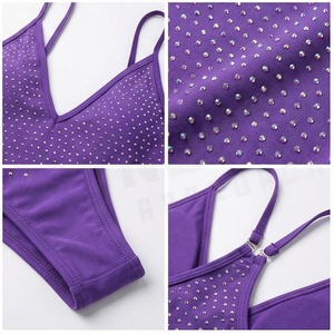  Maillot de bain une pièce à motif de points, col en V profond, extensible, en spandex, vêtements de plage pour femmes - Product Image 4