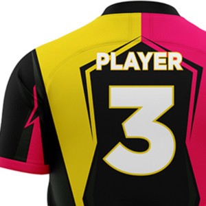 Maillot de football pour homme rose, jaune et noir, col en V, manches courtes, impression sublimée, séchage rapide, coupe classique, vêtements de sport pour adultes - Product Image 6