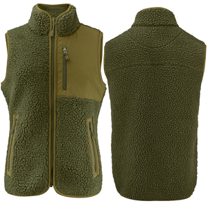 Chaleco de Forro Polar Sherpa de Alta Calidad, Cuello Alto, Cierre de Cremallera, Cortavientos, Ropa de Invierno, Estilo Casual, Verde Oliva - Product Image 3