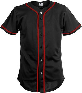 Camiseta de Béisbol Unisex con Ribete Rojo, Cierre de Botones, Manga Corta, Malla Transpirable, Uniforme Personalizable, Servicio OEM, UPF 50 - Product Image 1