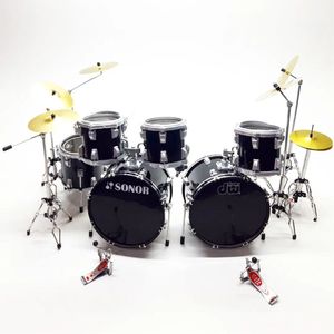 Batterie de percussions miniature double basse avec sonorisation noire 1/6 - Product Image 1