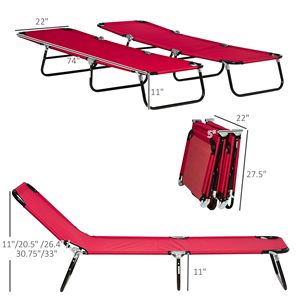 Sdraio Pieghevoli Reclinabili a 5 Posizioni in Tessuto Oxford Rosso Vino per Spiaggia e Patio (Set di 2) - Product Image 3