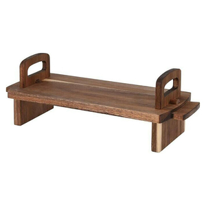 Plato de servicio elevado de madera de acacia seguro para alimentos para antipasti, tapas, entrantes y postres Soporte de bandeja de servicio de madera con patas - Product Image 1