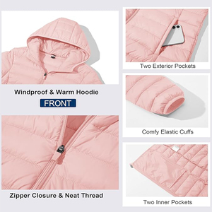 Vestes matelassées personnalisées élégantes et légères en toile respirante pour femmes, vêtements d'hiver chauds, coupe-vent et imperméables - Product Image 5