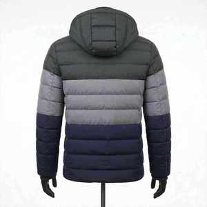 Women's <b>Quilted</b> Jacket Color Block Hooded Full Sleeve Zipper Closure Winter Warm Polyester <b>Wadding</b> Regular Length - Product Image 3