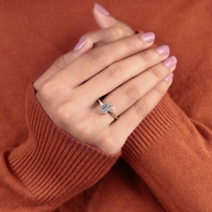 Elongated <b>Hexagon</b> Lab Grown Diamond Solitaire Engagement Ring 14K Gold Geometric Diamond Bridal Ring Wedding Wholesale Jewelry - Product Image 3