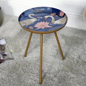 Contemporary Circular <b>Sofa</b> <b>Side</b> <b>Table</b> Double Layer Nightstand with Tray Metal and Wood Composite <b>Side</b> <b>Table</b> for Home Office - Product Image 5