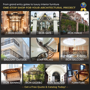 Portail d'entrée de villa en fer forgé, design professionnel 3D, moderne, classique, de luxe, antivol, fabriqué au Vietnam - Product Image 6