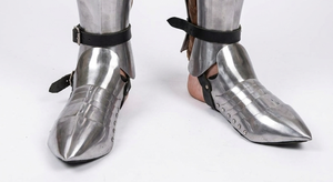 Sabatones Medievales Hechos a Mano de Acero Suave, Zapatos de Armadura de Caballero, Protecciones de Pies Plateadas y Pulidas, para Cosplay, Protección de Piernas, Día de la Tierra - Product Image 2