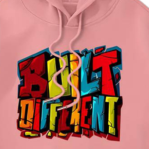 Men <b>Pink</b> Regular Fit Hooded <b>Sweatshirt</b> Built Letter Print Unisex Casual Winter Wear 100% Cotton Fleece Knitted Waterproof - Product Image 4