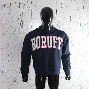 Sudadera BORUFF BLUE con cuello alto 100% BLANCA con apliques bordados y cuello ancho CLUSH SPORTS - Product Image 1