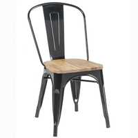 Chaise de salle à manger industrielle noire Tolix moderne empilable avec structure en acier, durable pour l'extérieur, mobilier d'hôtel