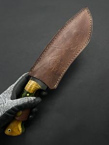 Cuchillo de Caza Jexa Jexa-HC-171, Acero 5160, Hoja Fija, Borde Parcialmente Serrado, Mango de Madera Epoxi, Funda de Cuero - Product Image 6