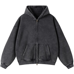 Sweat à capuche zippé personnalisé en coton épais, coupe décontractée, marque privée pour les grandes marques de mode - Product Image 5