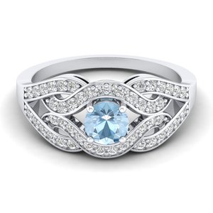 Anillo REYES de Lujo en Plata de Ley 925 con Moissanita Certificada GRA, Corte Redondo, 0.5 Quilates, Gema de Aguamarina, Joyería Fina para Boda - Product Image 2