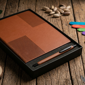 Brown PU Leather Cover <b>A5</b> Multicolor <b>Notebook</b> with Pen for Office Planning Custom Logo Professional Business Gift - Product Image 3