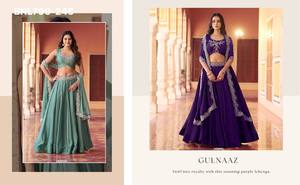 Best Quality Rangoli Silk with Tube <b>Beads</b>-Sequence & Thread Embroidered Belt Flared Lehenga-Choli Collection Indian Exporter - Product Image 2