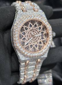 Montres mécaniques de luxe pour hommes, édition limitée, diamants Moissanite, boîtier en acier inoxydable Ronda, analogique, verre saphir - Product Image 5