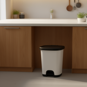 Poubelle à couvercle rabattable CUBO PEDAL 27L, poubelle blanche avec couvercle noir, BLACK BLANCO - Product Image 2