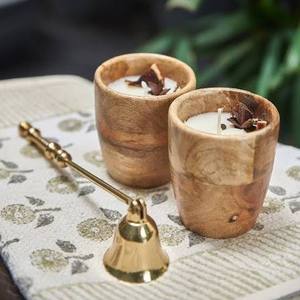 Handmade wooden <b>candle</b> holder jar wooden glass new unique classic trendy - top seller here <b>set</b> of two - Product Image 1