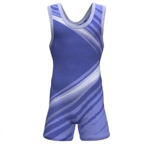 Traje de Lucha Libre para Hombre y Niño, Corte Alto, Estilo Libre, Azul y Rojo, Ligero, Ropa de Lucha Libre de Alto Rendimiento para Entrenamiento - Product Image 2