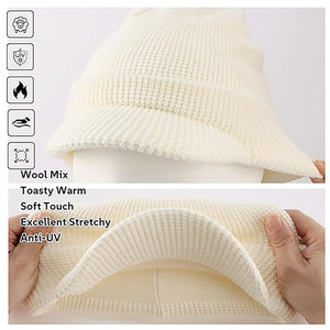 หมวกบีนนี่ถักลายริบสไตล์วินเทจ - หมวกไหมพรมอุ่นสำหรับฤดูหนาว ยูนิเซ็กซ์ เนื้อผ้านุ่ม ยืดหยุ่นได้ ผลิตจากผ้าสแปนเด็กซ์/คอตตอน สไตล์มินิมอล เหมาะสำหรับสตรีทแวร์ - Product Image 3