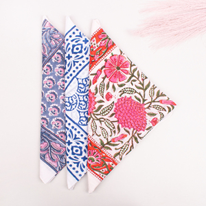 Cotton <b>Square</b> <b>Scarf</b> Luxury Fashion Floral Bandana Block Printed Hand Drawn Ethnic Breathable Hair Neck Accessory Best Summer - Product Image 2