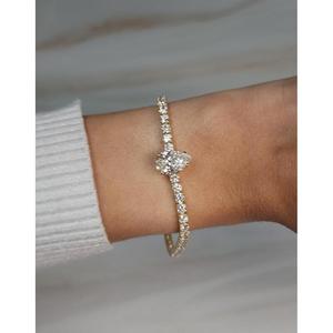 Pulsera de tenis con diamantes talla pera en oro blanco macizo con pera central solitaria, elegante pulsera de tenis, joyería nupcial de lujo - Product Image 4