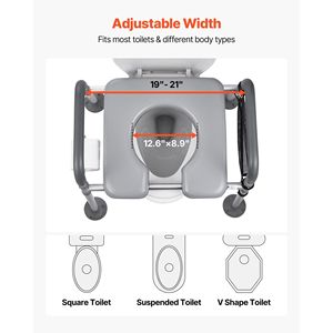 Sedia Comoda Portatile 4-in-1 da Comodino Ospedaliero con Capacità di 227 kg, Sedile Imbottito Rimovibile, Braccioli e Sedile WC Rialzato - Product Image 4