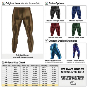 <b>Shiny</b> Metallic Compression <b>Leggings</b> Set Custom Logo High Elastic Men Women Sports Tights Glossy Fitness Gym Wear - Product Image 2