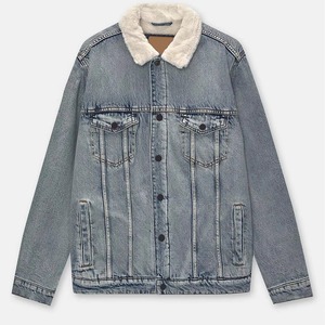 Men's Denim Jacket With Faux <b>Fur</b> Lining Turn-down Collar Casual Autumn Wear Single Breasted Button Closure - Product Image 6