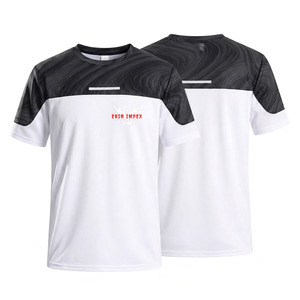 Camiseta de manga corta para hombre EKIN IMPEX, cuello redondo, corte regular, deportiva, blanca y negra con estampado, de secado rápido, con logo gráfico impreso en la parte delantera. - Product Image 1