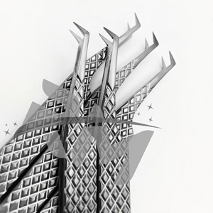 Pince à épiler professionnelle RMI pour extensions de cils, haute qualité, logo personnalisable, poignée lisse/diamantée - Product Image 2