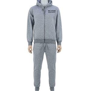 Ensemble de jogging pour homme en molleton de coton 2 pièces avec logo personnalisé, sweat à capuche zippé et pantalon de jogging, coupe ajustée décontractée - Product Image 2