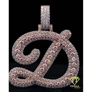 Luxury Script <b>Initial</b> D Pendant Moissanite Diamond 925 Sterling <b>Silver</b> Iced Out Rose Gold Hip Hop <b>Necklace</b> Streetwear Jewelry - Product Image 2