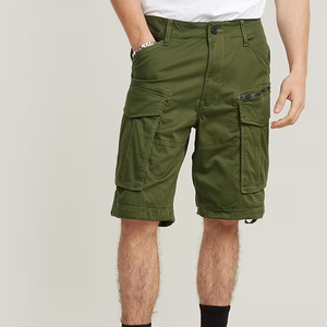 Shorts cargo sportifs pour homme, vert olive, taille mi-haute, 100% coton, style bermuda décontracté, séchage rapide, avec poches et fermeture éclair - Product Image 1