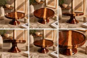 Elegant Wooden Cake Display <b>Stand</b> with Glass Cover and smooth Finish for Pastries <b>Cupcakes</b> Cookies Wedding Party Table Decor - Product Image 2