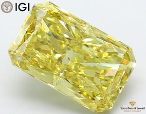Diamant de laboratoire cultivé CVD, couleur jaune vif fantaisie, clarté VS1, taille radiant, 6,02 carats, certifié IGI, pour bague de fiançailles de luxe - Product Image 1