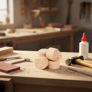 Cylindres en bois Ilan 25x15mm, 6 pièces, rondelles en bois pour artisanat - Product Image 2