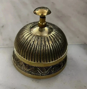 Vintage <b>Brass</b> Desk <b>Bell</b> Gold Finish Handcrafted Tabletop Notification Ringer for Reception Counter Hotel Lobby - Product Image 3