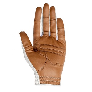 Gants de golf pour homme en cuir véritable blanc et marron de haute qualité, personnalisés, en cuir Cabretta de qualité supérieure, rembourrés, pour la main droite - Product Image 3